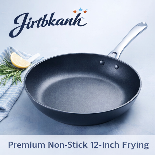 Jirtbkanh™ Premium Non-Stick 12-Inch Frying Pan, Non-stick frying pan, 12-inch frying pan, cookware, Jirtbkanh™ kitchen essentials, heat distribution frying pan
