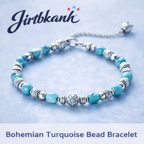 Jirtbkanh™ Bohemian Turquoise Bead Bracelet, Turquoise bracelet, boho bracelet, Jirtbkanh™ bracelet, bead bracelet, bohemian jewelry