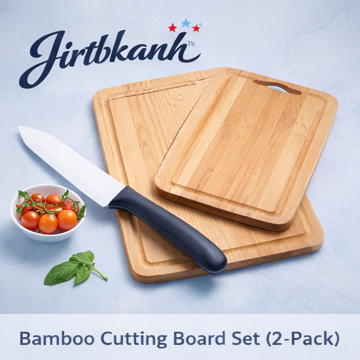 Jirtbkanh™ Bamboo Cutting Board Set (2-Pack) Bamboo cutting boards, kitchen chopping board, eco-friendly cutting board, Jirtbkanh™ cutting boards, kitchen essentials